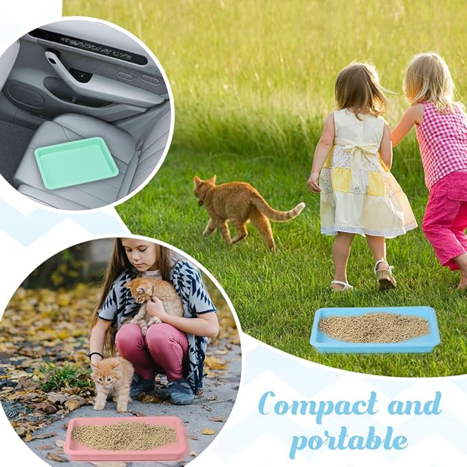 10 Pcs Travel Toilet Mini Litter Box,Plastic Portable Small Litter Pan Water Litter Box for Kittens Bunny Cat