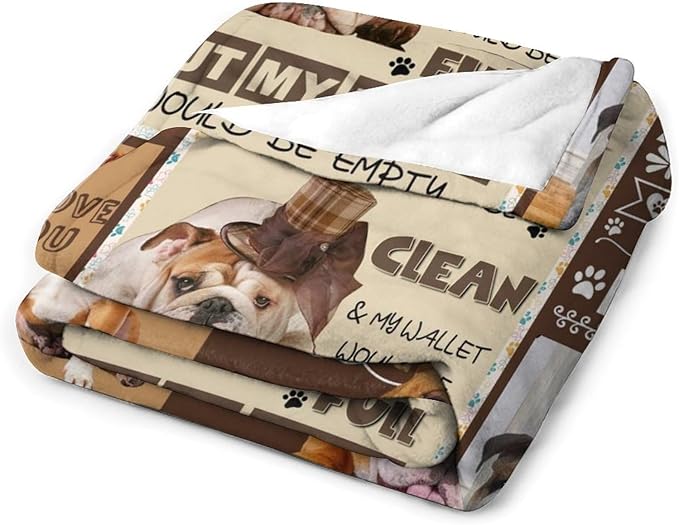 Bulldog Blanket Dog Frenchie Gifts for Girls Boys Woman Kids Bulldog Lover Throw Blankets Soft Blanket Warm Fleece Flannel Plush Blankets for Bed Sofa Couch 50"x60"