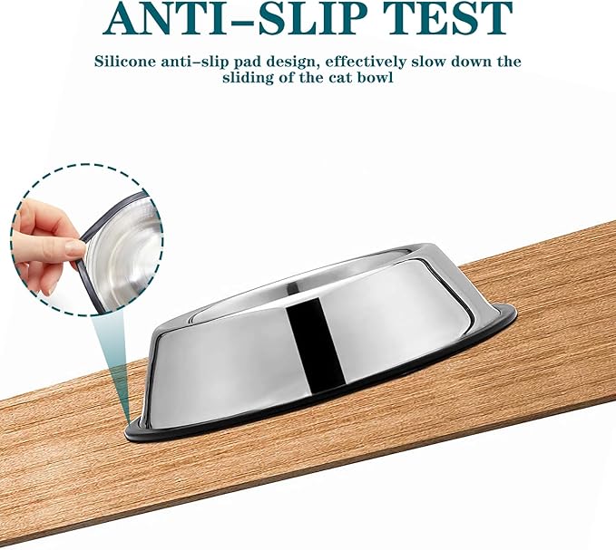 3Packs Cat-Bowls Cat Food Bowl - 4.5 Inch Non-Slip Stainless Steel Small Cat Wet Food Bowl 7 Oz Pet Feeding Bowl Whisker Fatigue Relief Cat Water Bowl for Kitten Puppy Small Dog