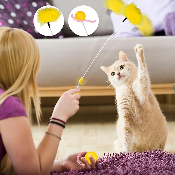 Cat Interactive Toys for Indoor, Kitten Toy Food Dispenser, Tumbler Fun Ball Cat Slow Food Dispensing Feeder for Bored Cats Indoors, Kitten Exercise Weight Loss