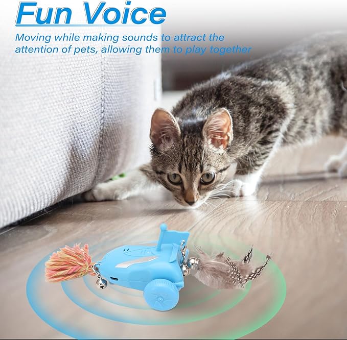 Interactive Cat Toy Fast Rolling in Pouch, Simulated Interactive Hunting Cat Toy, Hide and Seek Kitten Toy,Motion Activate Chirping Cat Toy with MystiChaser Pouch