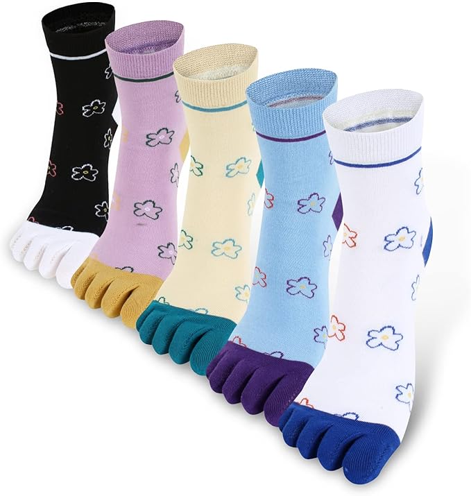 Benefeet Sox Toe Socks Women Men Cute Cat Five Finger Socks for Girls Colorful Cotton Ankle Athletic Running Socks with Toes