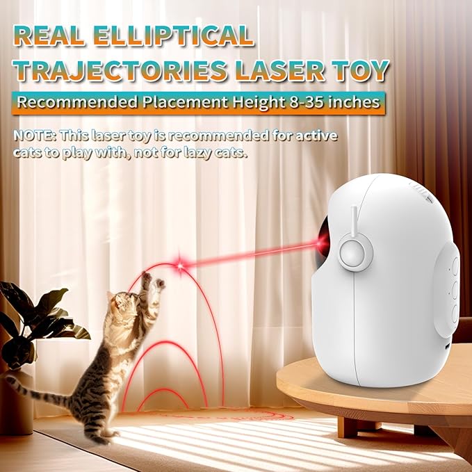 Laser Cat Toys for Indoor Cats, [2025 Newly Upgraded] Automatic Laser Pointer Interactive Toys for Bored Indoor Adult Cats/Kittenes, Real Trajectory Motion Activated Cat Laser Toy Rechargeable