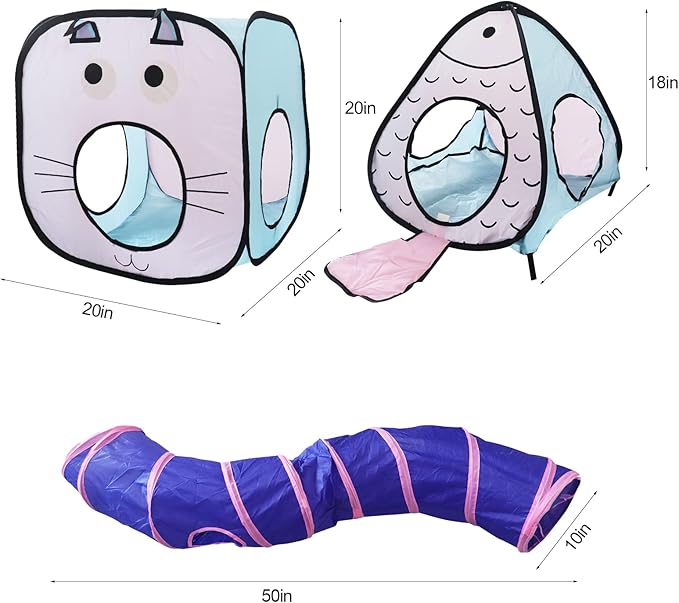 Cat Tunnels for Indoor cat, cat Play Tunnels and Hiding passages, Triangular and Square Shaped Hiding Place for Indoor and Outdoor, Suitable for Kittens, Puppies, Minks, Rabbits