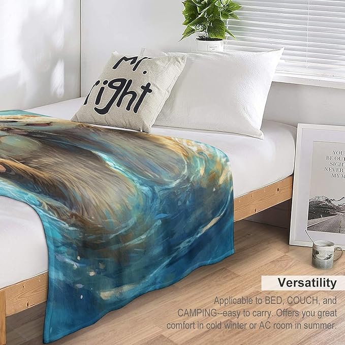 Otter Gifts for Girls & Boys - Soft, Warm Fleece & Flannel Plush Blankets for Bed, Sofa, Couch - 50"x60"