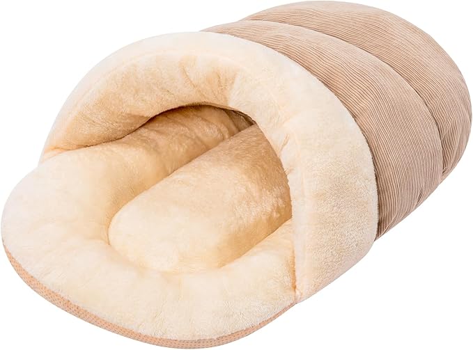 Jiupety Slipper Cat Bed Cave L 25lbs,Camel