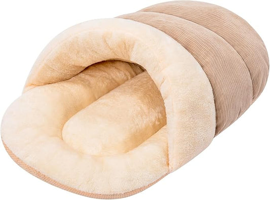 Jiupety Slipper Cat Bed Cave L 25lbs,Camel