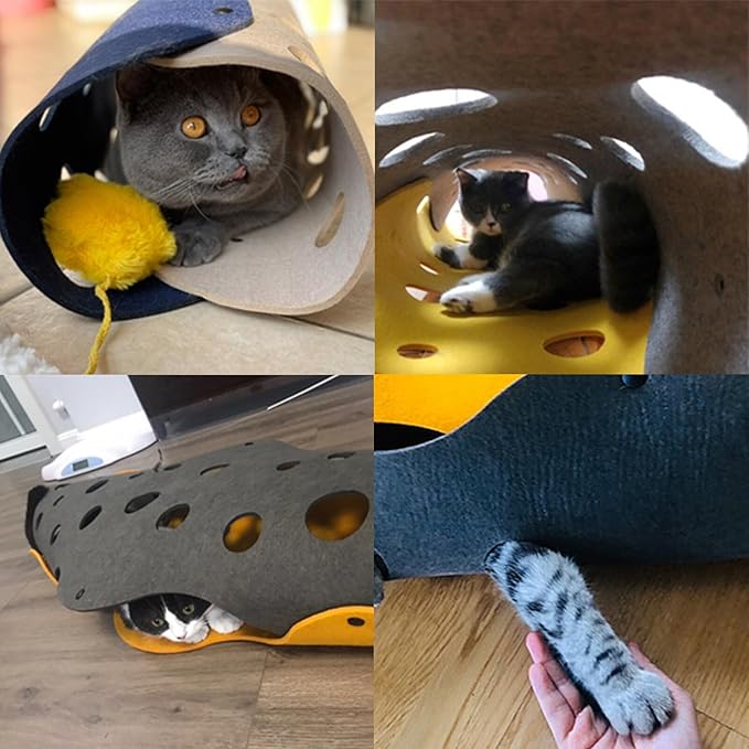 Rehomy Detachable Cat Tunnel Durable Pet Toys Play Tunnel Detachable Washable Felt Cat Litter Pet Supplies