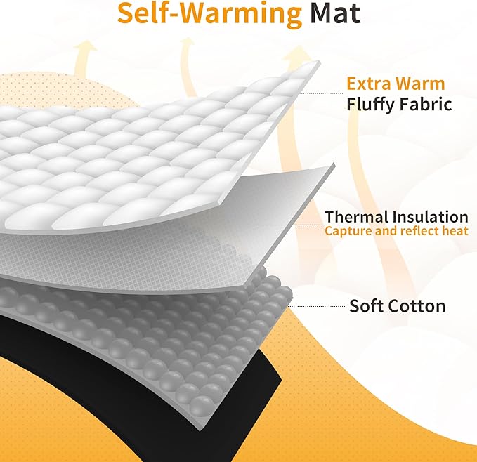 NWK Fluffy Self Warming Thermal Plush Fur Pet Mat for Dogs and Cats, Body Heat Reflecting Cat Bed Mat, Washable, for Sofa & Crate & Kennel & Car Seat (23'' X 35'', Grey)