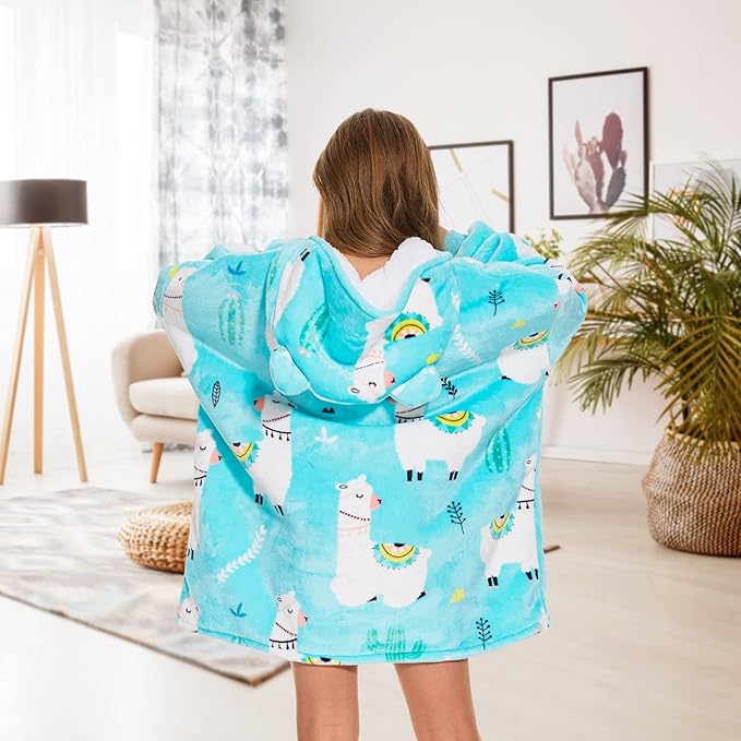 THREE POODLE Wearable Blanket Hoodie, Glow in The Dark Oversized Hoodie Blanket, Sherpa Hooded Blanket Sweatshirt for Adults Women Men Kids, Cozy Gifts