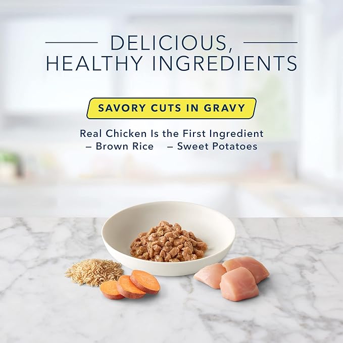 Blue Buffalo Tastefuls Savory Singles Natural Wet Cat Food in Gravy, 2.6-oz. Twin-Pack Trays, Chicken Entreé (24 Count)