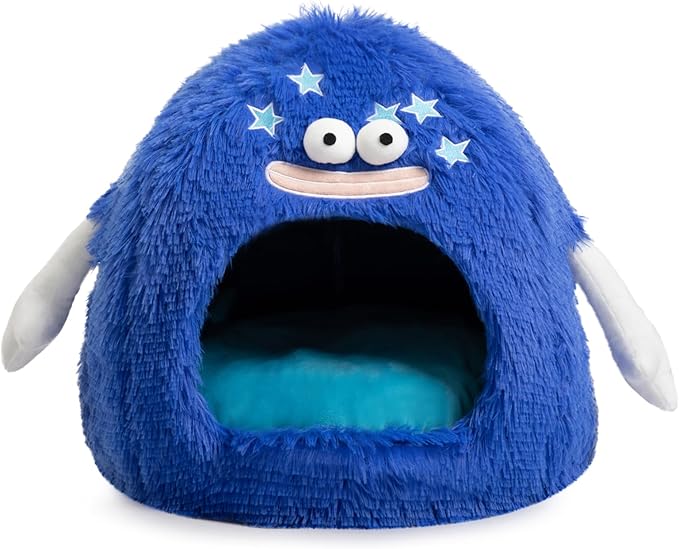 Hollypet Cat Beds for Indoor Cats, Cat Bed Cave, Cat House with Washable Cushion, Cat Bed Small for Kittens, Small Pets, Cat Tent Sleeping Bed, Cat Bed Warmer Pet Nest, Royal Blue Monster