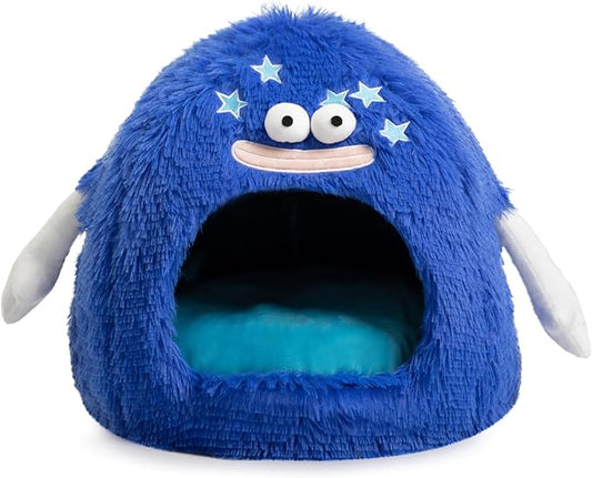 Hollypet Cat Beds for Indoor Cats, Cat Bed Cave, Cat House with Washable Cushion, Cat Bed Small for Kittens, Small Pets, Cat Tent Sleeping Bed, Cat Bed Warmer Pet Nest, Royal Blue Monster