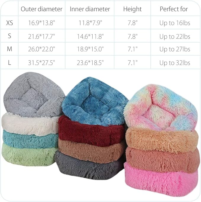 La La Pet® Donut Dog Cat Bed Cozy Cave Pet Bed Burrow Dog Bed Calming Cuddler Self-Warming Pet Bed Soft Plush Pet Cushion Improved Sleep for Cats Small Medium Dogs Dark Gray L