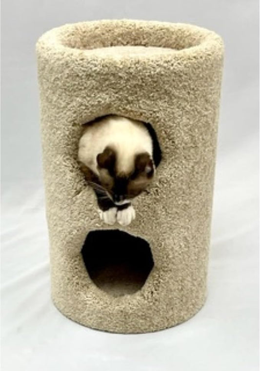 GIA Home Furniture Series Cat Two Story Condo with Cozy Hideaway, Play Tube, and Scratching Post,Set of 1, Beige
