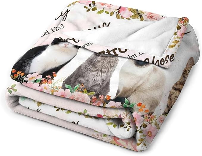 Cat Blanket Cat Gifts for Girls Boys Woman Kids Cat Lover God Says You are Throw Blankets Soft Blanket Warm Fleece Flannel Plush Blankets for Bed Sofa Couch 40"x50"