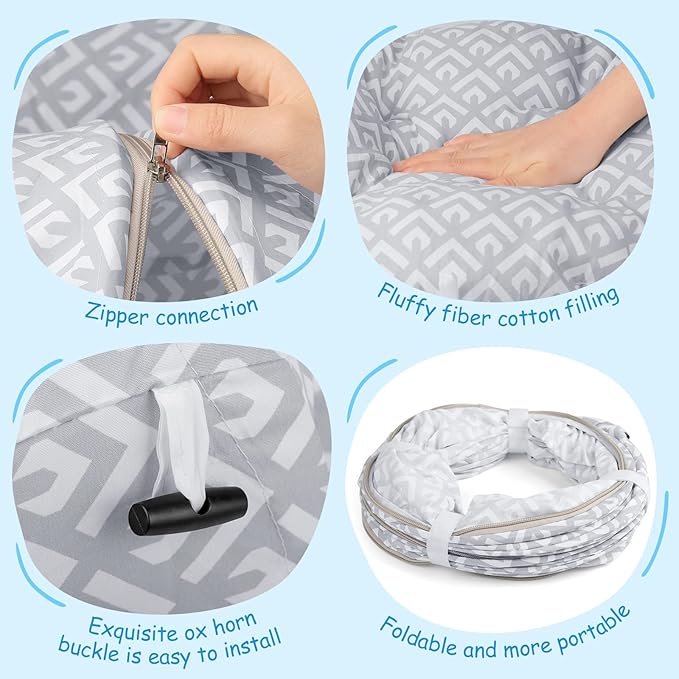 BORPEIN Cat Tunnel Bed, Cat Donut Tunnel, Peekaboo Cat Cave for Indoor Cats Kitty Kitten Crinkle Collapisble Donut Cat Tunnels