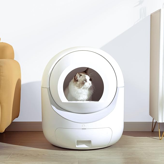 Automatic Cat Litter Box Self Cleaning, Self Cleaning Litter Box, Hands-Free Cleanup Less Tracking，Anti-Pinch/Odor-Removal Design