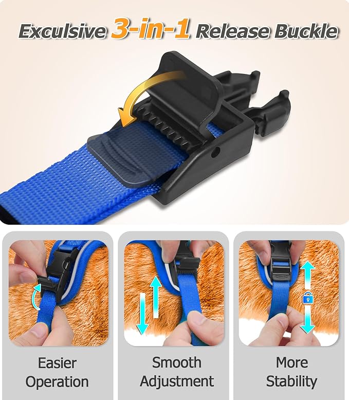 Halypet Cat Harness and Leash Set [MAX Safety 4th-Gen Upgrade] Escape Proof Adjustable Cat Leash Comfortable Soft Vest Easy to Wear Kitten Harness with Reflective Strip for Cats Walking, S Blue