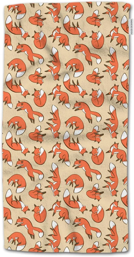 HGOD DESIGNS Fox Towels, Cute Fox Pattern 100% Cotton Soft Bath Towels for Bathroom, Kitchen, Spa 15'X30'