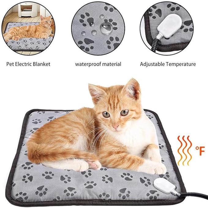 Dog Cat Heating Pad 28" x 18" Waterproof Pet Heated Dog Bed with Intelligent Constant Temperature Switch Add Chewy Resistant Steel Wire Rope
