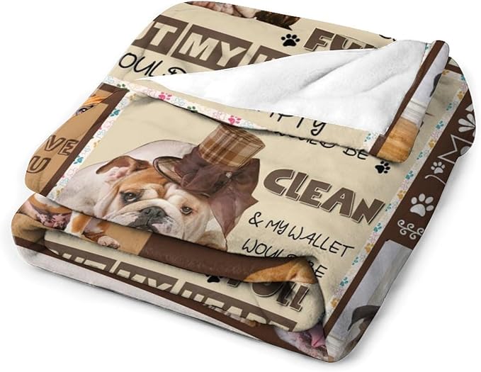 Bulldog Blanket Dog Frenchie Gifts for Girls Boys Woman Kids Bulldog Lover Throw Blankets Soft Blanket Warm Fleece Flannel Plush Blankets for Bed Sofa Couch 40"x50"