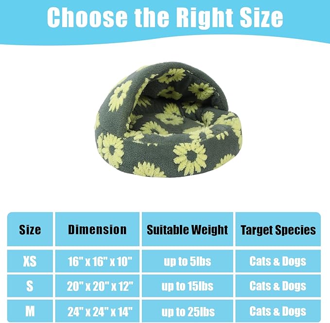 Dog Beds for Small Dogs, Cat Bed Cave, Washable Cute Cat Bed, Cozy Nook Pet Bed for Dogs or Cats, Anti-Slip Puppy Bed Fits up to 22 lbs Pets(Yellow, 24" x 24")