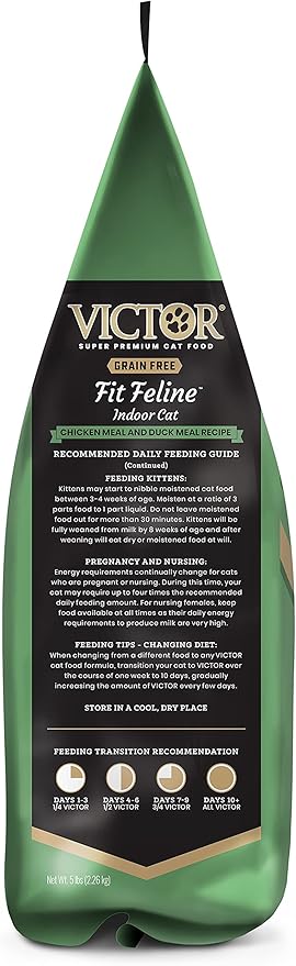 Victor Super Premium Cat Food – Grain Free Fit Feline - Dry Cat Food for Indoor Cats - for All Breeds and All Life Stages from Kitten to Adult, 15lb