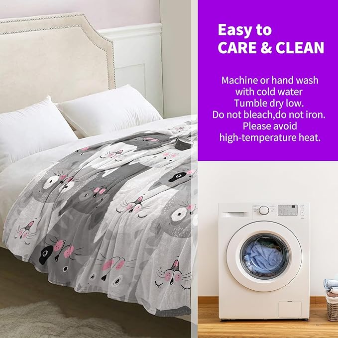 Cat Blanket Gifts for Women Girls Wife Mom Birthday Christmas Valentine Present Kawaii Animal Kitten Theme Decor Home Bedroom Living Room Sofa Couch Super Soft Cozy Plush Kids Adult Teen Throw 60"x50"