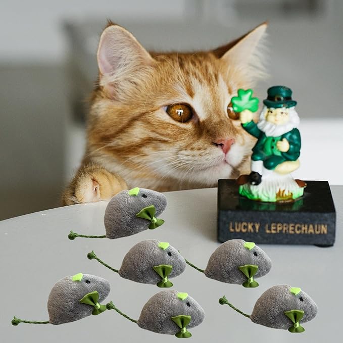 St. Patrick's Day Cat Toy Catnip Toy Green Mouse Toy-6 Packs