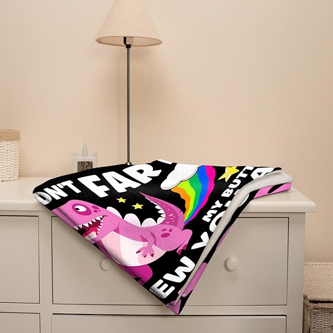 Funny Dinosaur Blanket Gift for Girls Boys- 50x60 Inches Soft Flannel Dino Throws Blankets Funny Gift for Teen Women Men Adult Cute Dinosaur Lover Gifts for Bed Sofa Couch