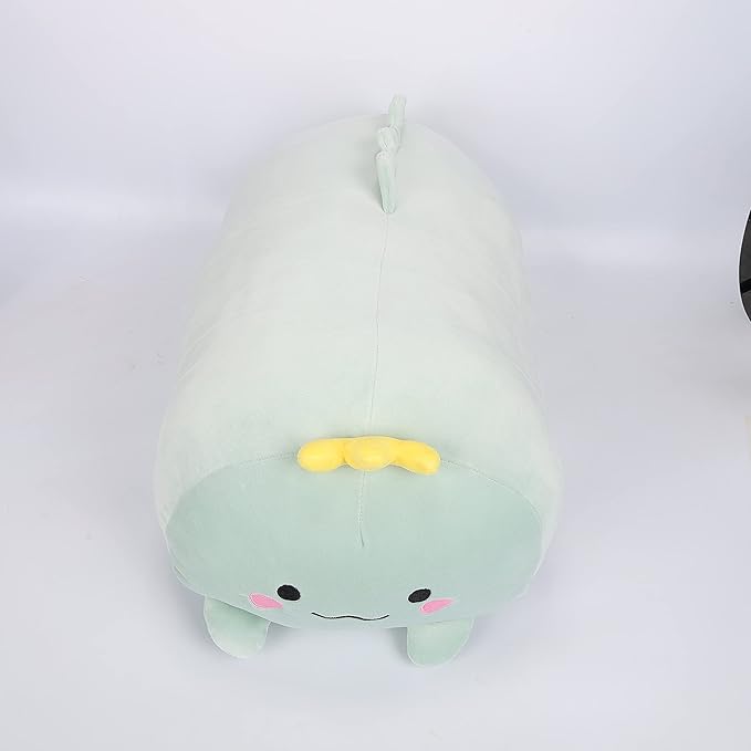 TemBe 23.6 inch Cute Large Dinosaur Plush Stuffed Animal Pillow, Very Soft Squish Mellow Hugging Toy Gifts for Bedding, Kids Sleeping Cute Pillow (Green Dinosaur)