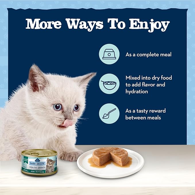 Blue Buffalo Baby Blue Natural Grain-Free Wet Food for Kittens, Healthy Growth Formula with DHA, High-Protein Chicken Paté, 3 oz Can