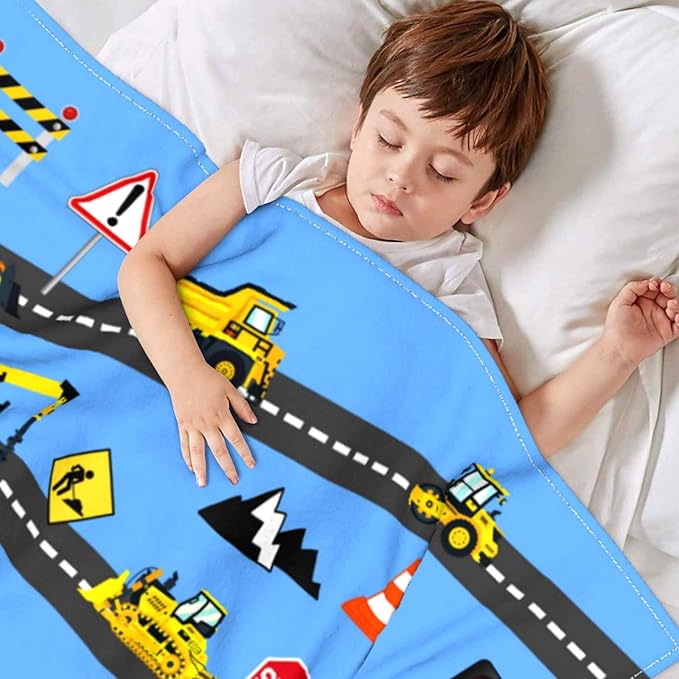 Cute Truck Construction Blanket Super Soft Flannel Throw Blankets Tractor Cars Blankets Bedding for Boys Girls Adults Gifts 80"x60"