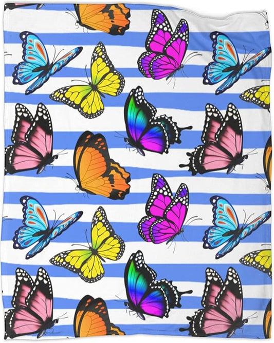 Ultra-Soft Microfiber Throw Blanket 350 GSM Fuzzy Fleece Blanket for Adults Kids Gift Couch, Sofa, Bed Butterfly 50"x40"