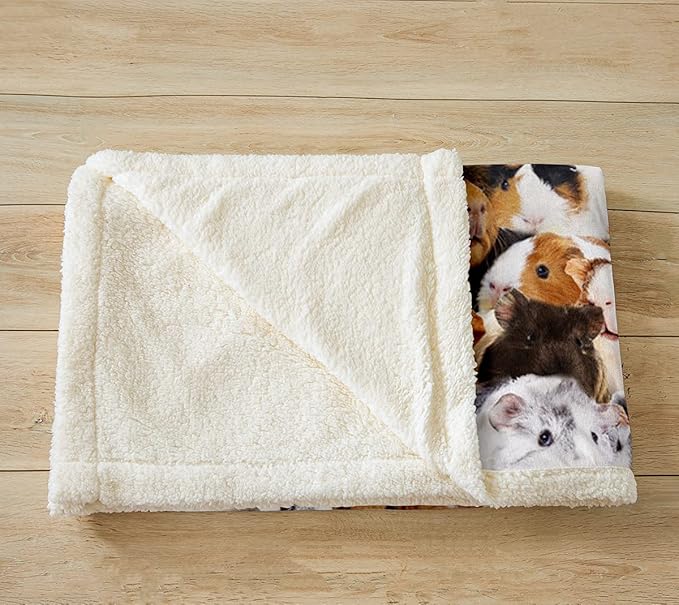 Kids Guinea Pig Fleece Blanket Boys Girls Cute Cavy Animal Sherpa Throw Blanket for Bed Sofa Couch Lovely Funny Pet Plush Blanket Boys Girls Ultra Soft Warm Plush Flannel BlanketThrow 50"x60"