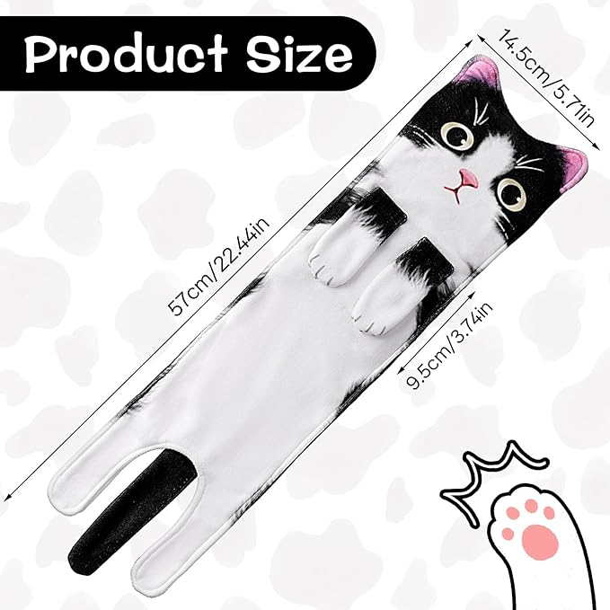 Fuzzy Ball Hand Towel - Cute Cat Kitchen Hanging Hand Towels for Bathroom, Decorative Christmas Gifts for Women, Cat Lovers