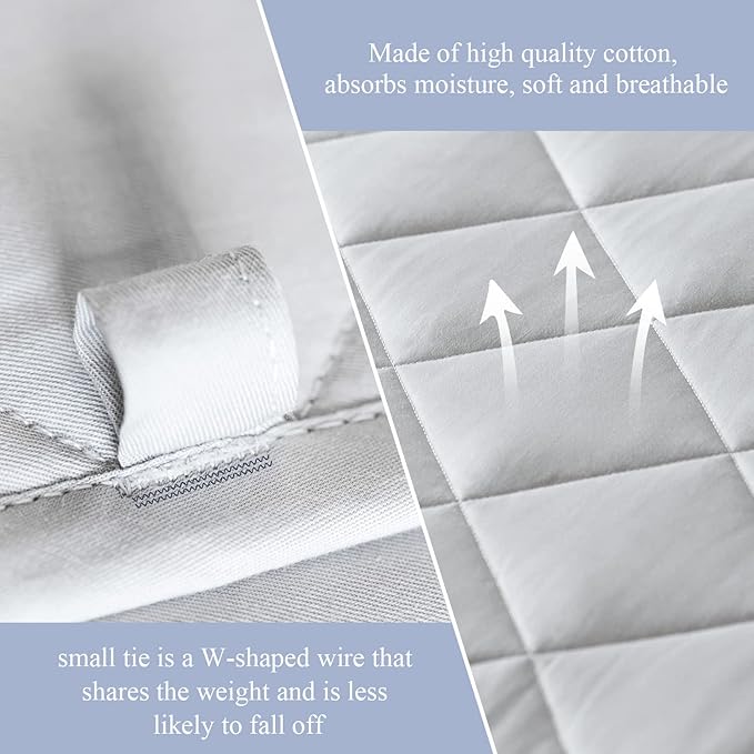 Sivio Weighted Blanket - 100% Cotton Heavy Blanket 7lbs, 41 x 56 inches, Breathable Soft Throw Blanket for Calm Sleeping for Home and School Nap, Solid Grey