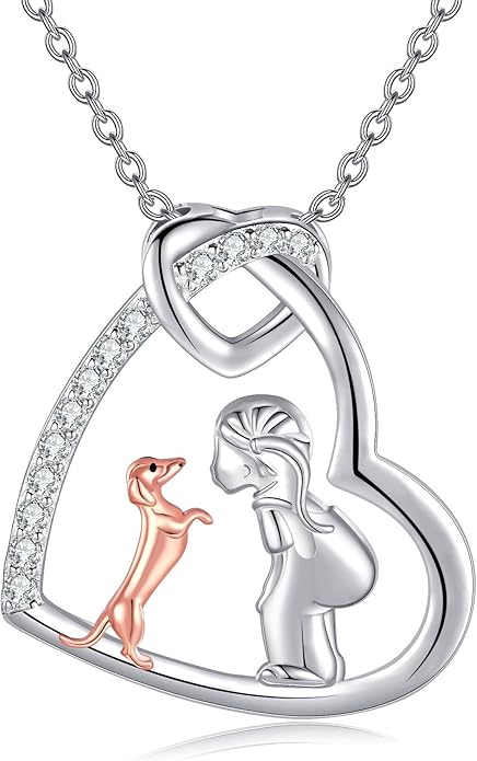 Animal and Human Necklace Sterling Silver 925 Cute Animal Necklaces Jewelry Gift For Women