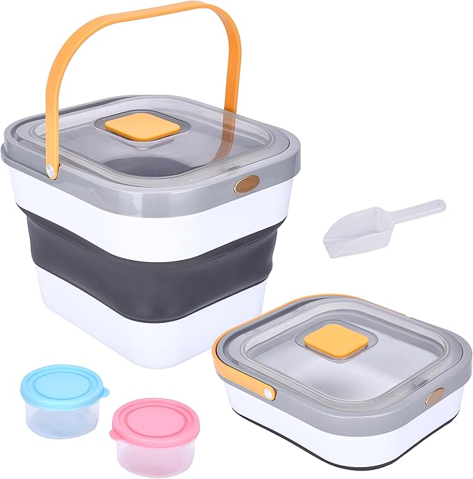 DDOXX Collapsible Dog Food Container - Durable Polypropylene with Clear Window & Sunken Lid - Ideal for Dogs and Cats Canned Food -Dog Food Bin - Mositure Free Pet Food Storage