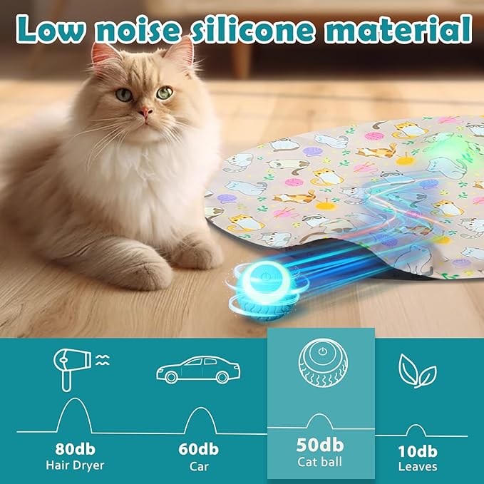 Interactive Cat Toy for Indoor Cats Kittens Toy Hide and Seek Mouse Catching Game Electronic Rolling Ball Toy Rechargeable Cats Toy (Brown Bag)