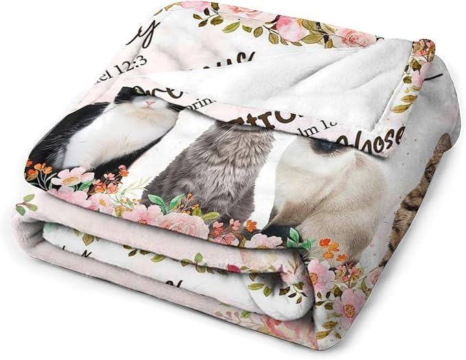 Cat Blanket Cat Gifts for Girls Boys Woman Kids Cat Lover God Says You are Throw Blankets Soft Blanket Warm Fleece Flannel Plush Blankets for Bed Sofa Couch 60"x80"