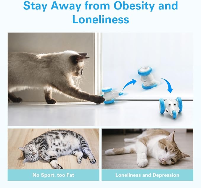 ONE PIX Cat Interactive Toys for Indoor Cats, Christmas Cat Toys, Electric Cat Toys with LED Lights, Smart Cat Mouse Toys for Self Play, Automatic Cat Toys with USB Rechargeable, Gifts for Cats