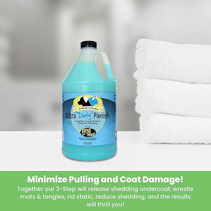 Best Shot Ultra Dirty Plenish Conditioner, Ideal Pet Grooming Conditioner, Protein-Enriched Moisturizing Conditioner for Dogs, Cats, and Horses, Agree Fragrance, 1 Gallon