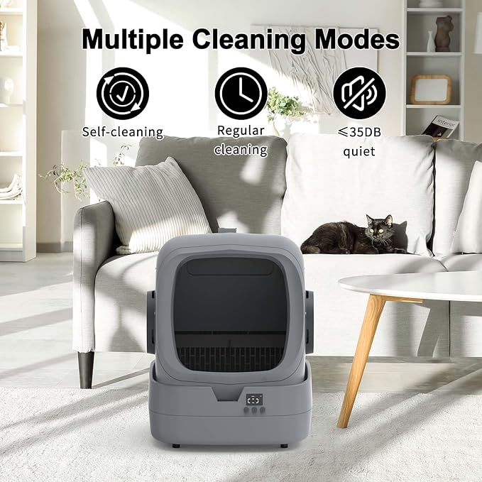 Automatic Cat Litter Box Self Cleaning - APP Control and Weight Monitoring - 86L Ultra-Quiet, Multi-Cat Litter Box - Smart Health Monitor, Safe Anti-Pinch, Self Cleaning Litter Box (Assembly Required)