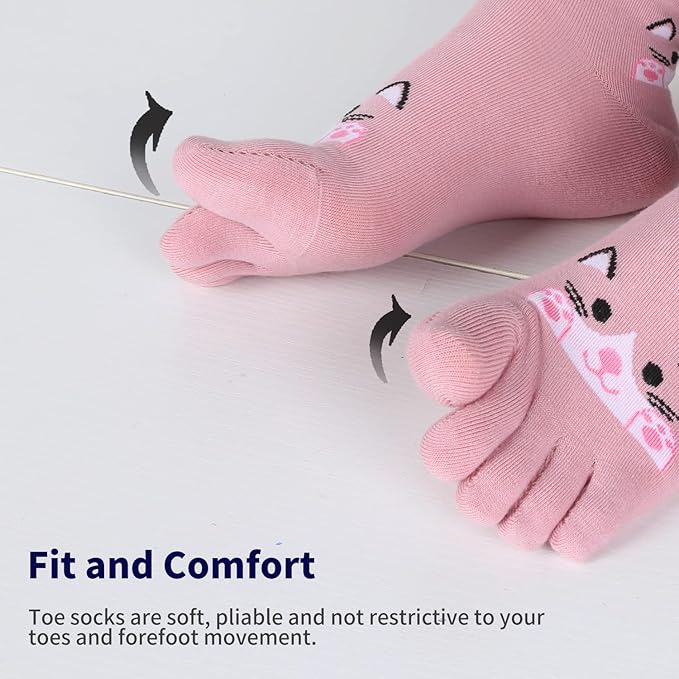 Benefeet Sox Funny Toe Socks Women Five Finger Socks Girls Cute Toe Seperated Cotton Socks Running Athletic Christmas Gifts