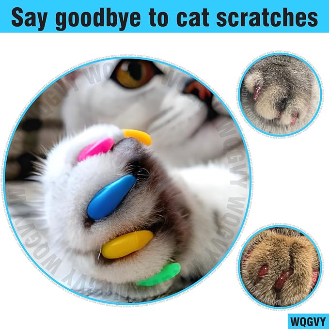 15 Colors / 150 pcs Cat Nail Caps | Cat Claw Covers with Adhesives and Applicators (M)