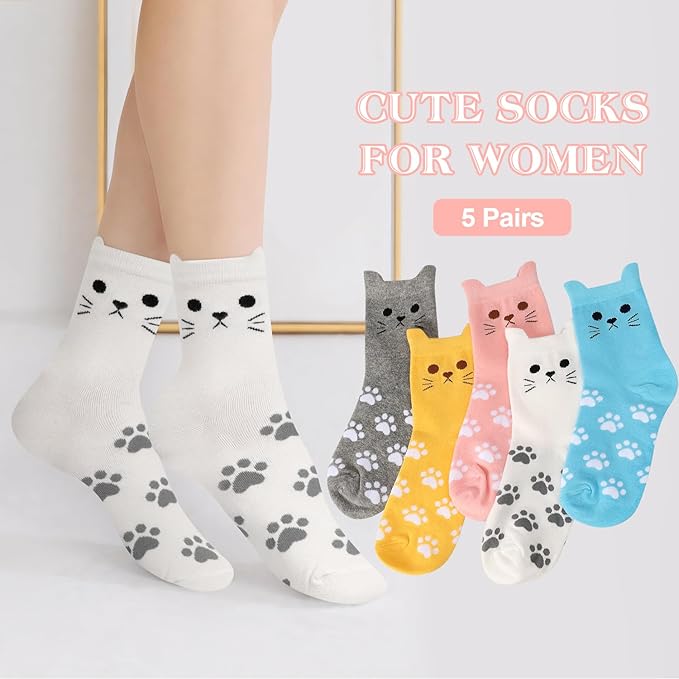 AGRIMONY Women's Cat Socks Cute Animal Socks Dog Valentines Easter Fun Gifts for Women