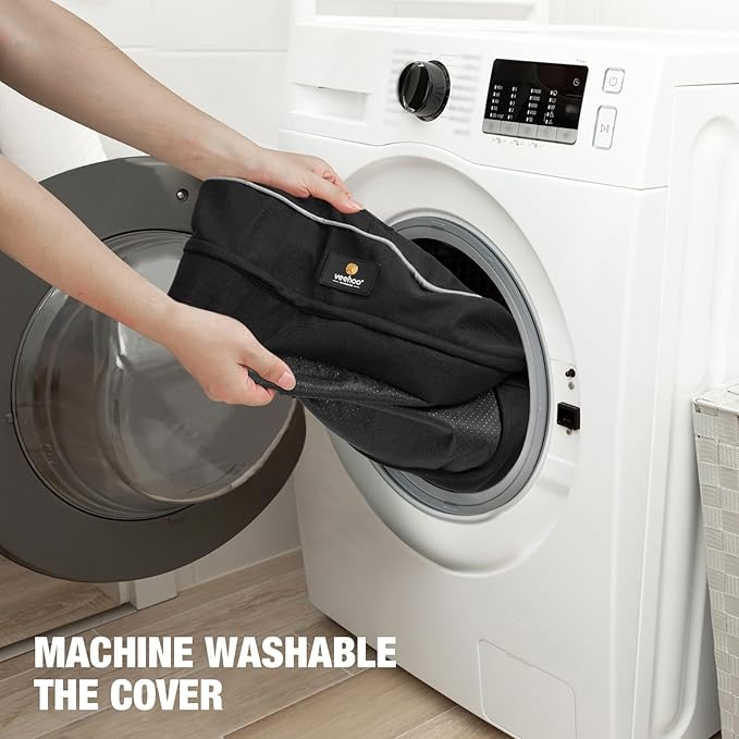 Veehoo Orthopedic Cat Bed for Indoor Cats, Oval Washable Cat Bed with Egg Crate Foam Support, Indoor Donut Puppy Cat Bed Bolster Dog Bed with Removable Cover & Non-Slip Bottom, Black