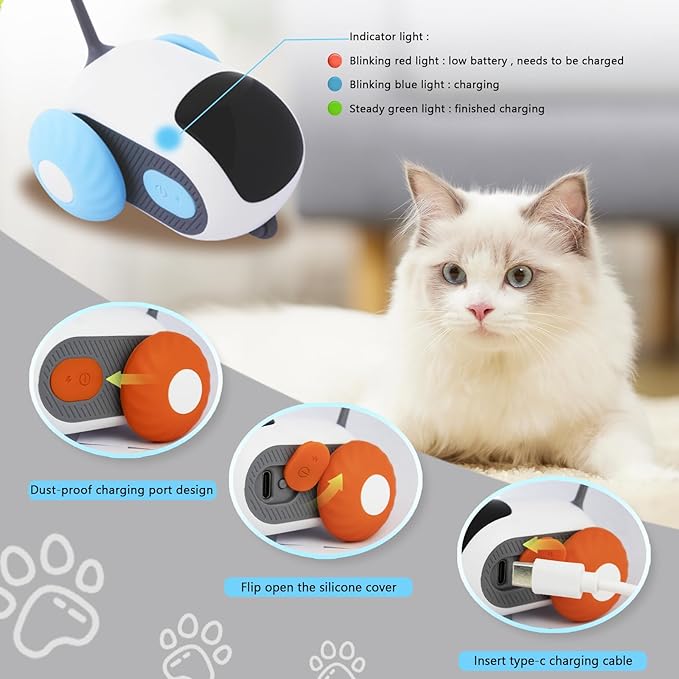 Remote Control Cat Toy for Indoor Interactive Turbo Tail 3.0 Cat Toy Automatic Moving Eemote Mouse Smart Electric Teazys Cat Toy Mobile Car Toy